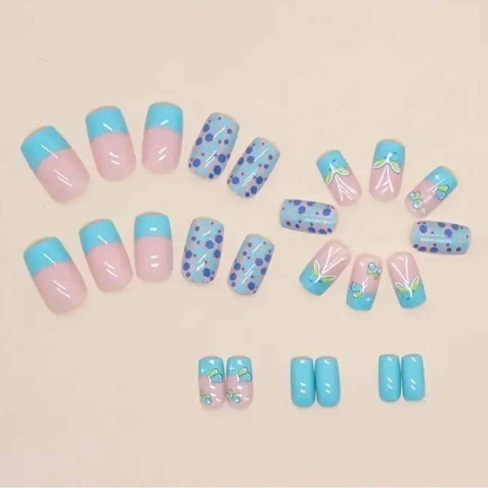 Blue Butterfly Fake Press On Nails NWT